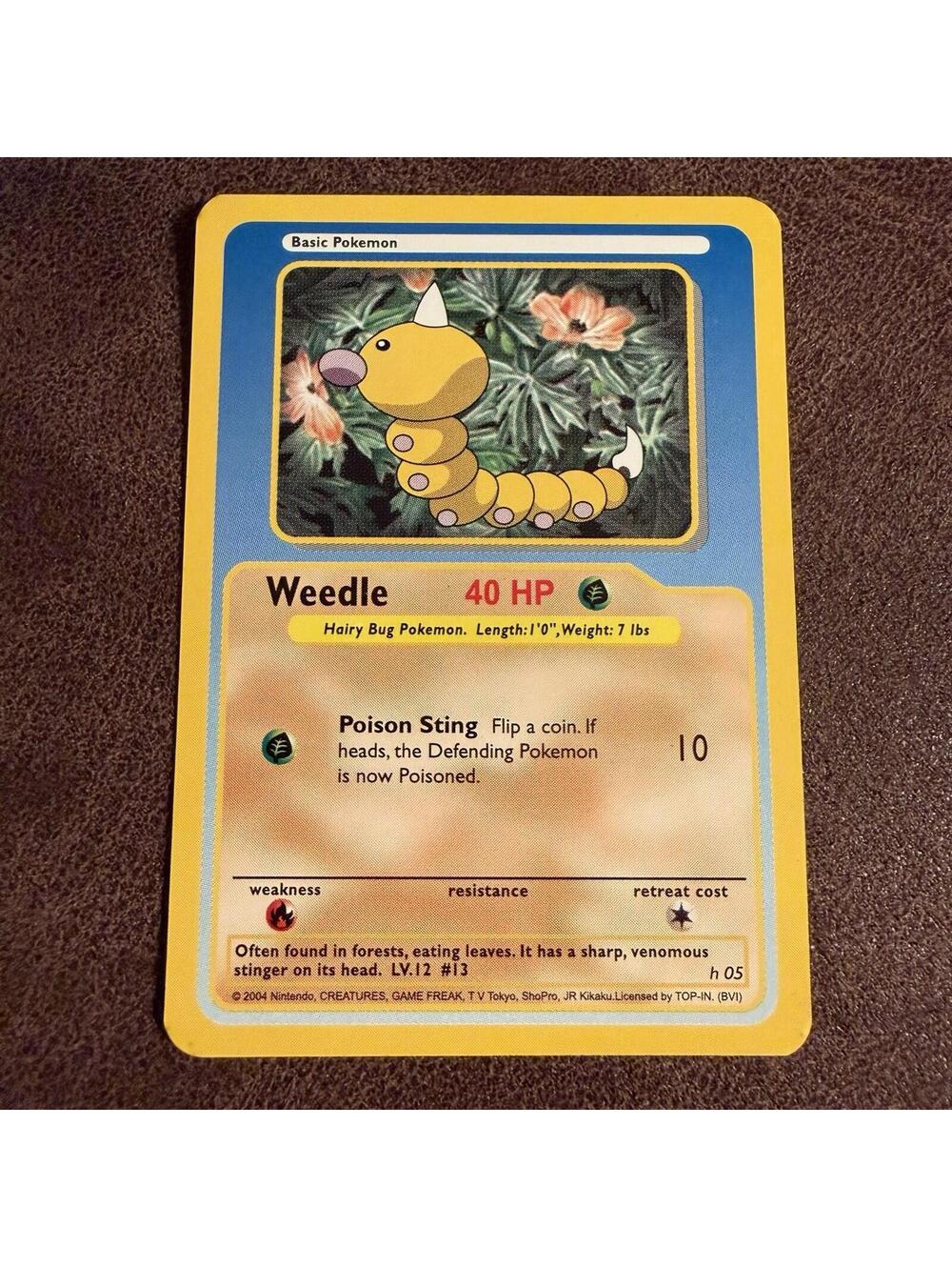 Weedle #H05 Pokémon Funskool Near Mint or Better RARE 2004 TCG India Vintage